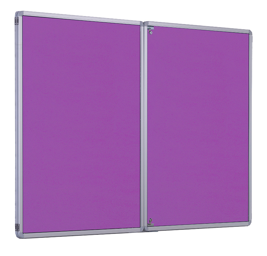 Accents Fire Rated Tamperproof Double Door Noticeboard in Lavender